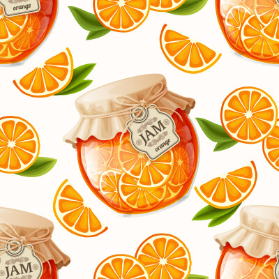 美味甜橙果酱矢量素材，素材格式：EPS，素材关键词：果酱,橙子,甜橙