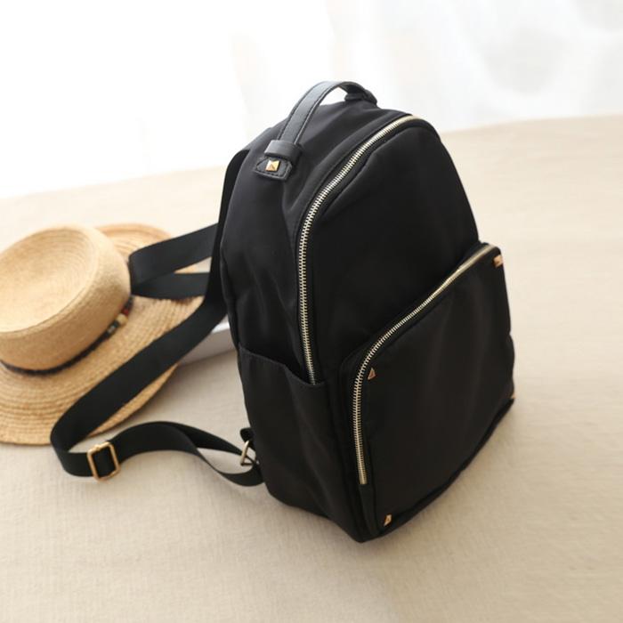 欧洲站韩版学院风双肩包牛津布黑色时尚休闲包旅游背包拎包