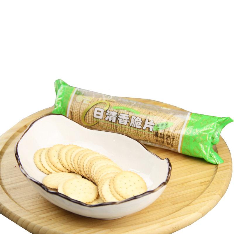 日清香脆片饼干香葱味芝麻味100g脆片薄饼干点心办公室零食