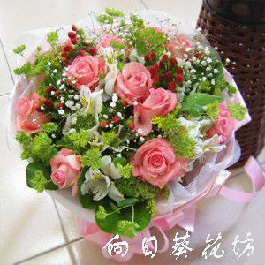 11朵粉玫瑰花束情人节鲜花生日鲜花圣诞节鲜花上海鲜花速递0956