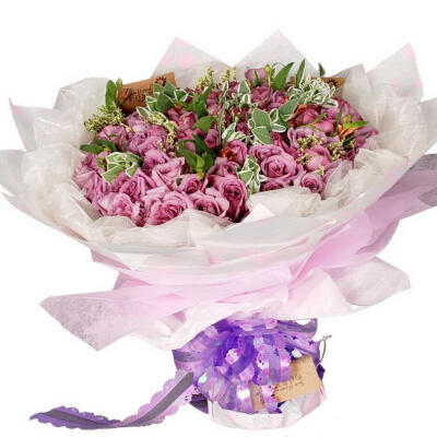 99枝紫玫瑰花束七夕情人节圣诞节求婚鲜花生日鲜花速递上海1355