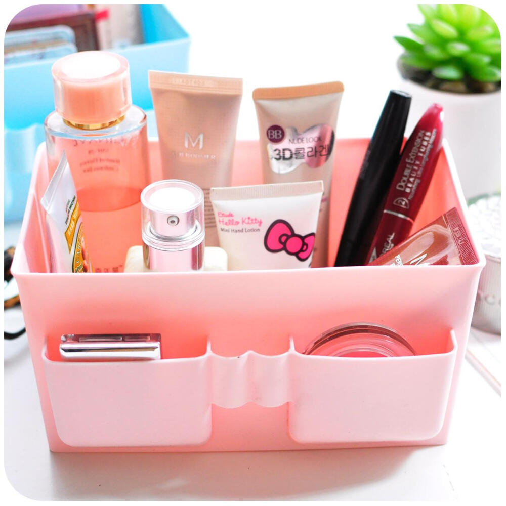 塑料防水护肤化妆品桌面收纳盒 桌上梳妆台用品遥控器板盒子大号