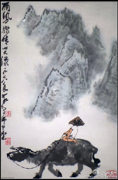 【山水画大师的牧牛情调——李可染画牛】李可染画牛始于上世纪40年代初，那时他住在重庆金刚坡一家农舍里，夜深人静时常听到对面牛棚里老水牛吃草的声音。那是房东的牛，每天由一个几岁的孩子放牧。他由牛想到了人生…