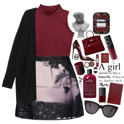 A fashion look from July 2015 featuring knit cardigan, red top and Mary Katrantzou. Browse and shop related looks.