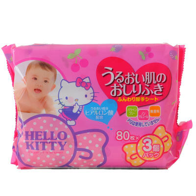 日本原装LEC限量hello kitty超润肤婴儿湿巾80片*含保湿透明质酸