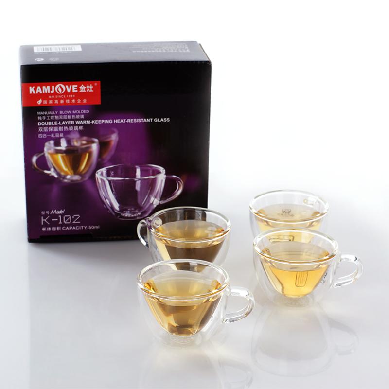 KAMJOVE金灶K102双层杯高档茶具 纯手工吹制耐热玻璃茶道杯