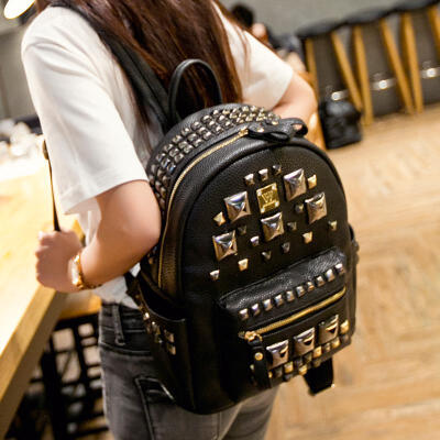欧美摇滚铆钉双肩包2015春书包时尚女包包复古潮背包逛街背包