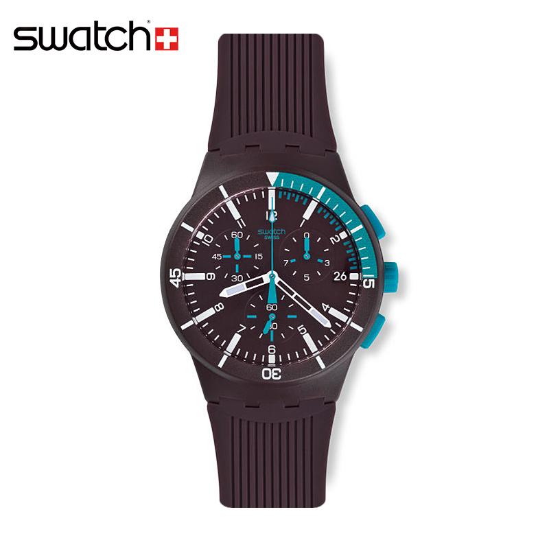 分期购斯沃琪 Swatch 手表情侣果冻日历紫色驱动SUSV400