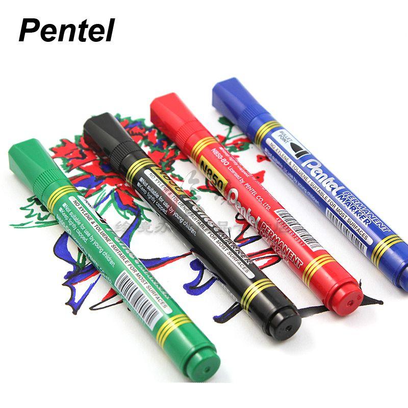 日本Pentel 派通N850永久性圆头记号笔 无毒防水油性笔箱头笔