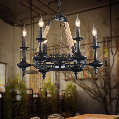 柴火美式麻绳吊灯咖啡厅灯创意复古客厅灯设计师的吊餐厅灯