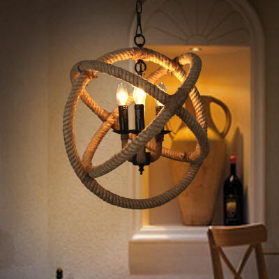 设计师艺术个性创意工业风LOFT吊灯酒吧吧台咖啡厅麻绳吊灯