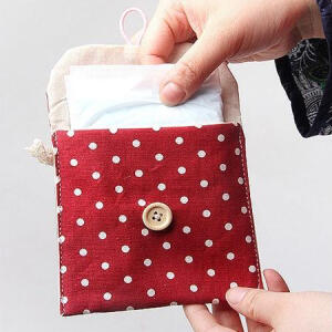 贩美丽 清新波点棉麻卫生巾收纳包 卫生棉袋 卫生巾包 SN0020