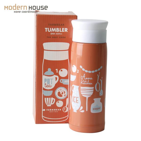 ModernHouse韩国时尚家居橘色保温杯不锈钢水杯克杯420ML