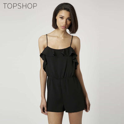 TOPSHOP2015 俏皮蓝色荷叶边连体短裤夏日吊带裙 36P05GTUR