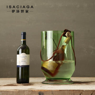 伊莎世家诺德斯翡翠绿玻璃系列冰桶 铜把手 红酒葡萄酒醒酒桶