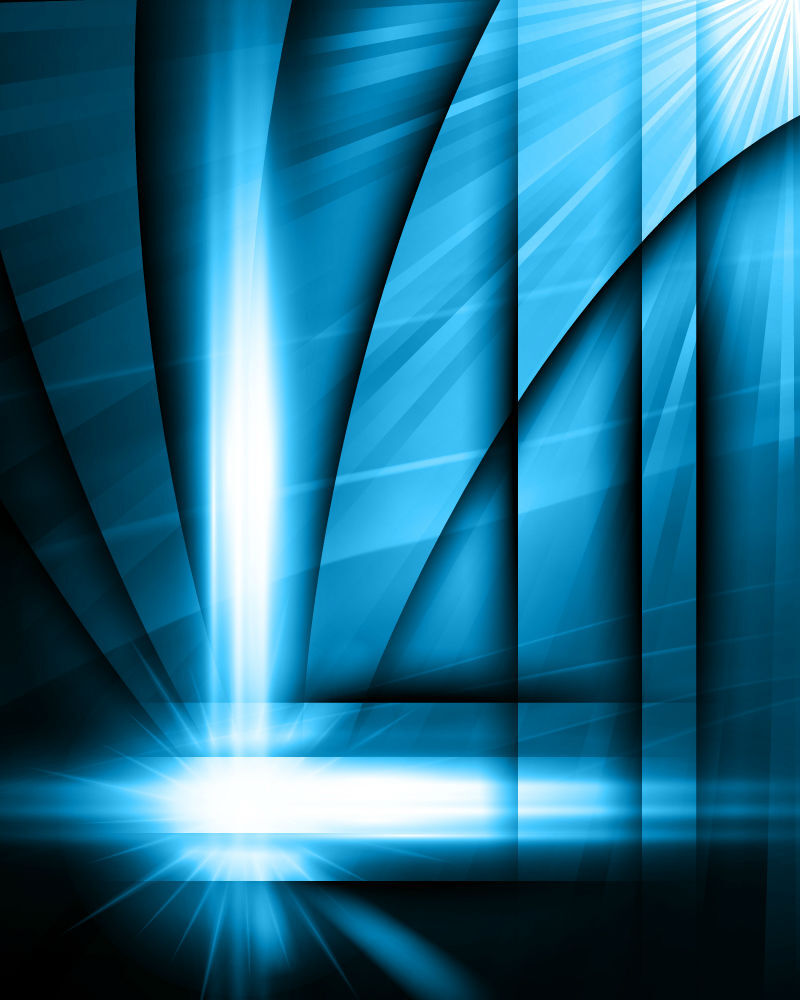 蓝色光效折纸背景矢量素材，素材格式：EPS，素材关键词：背景,折纸,光晕