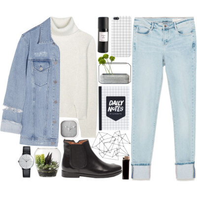 A fashion look from July 2015 featuring white wool sweater, blue jackets and light blue jeans. Browse and shop related looks.