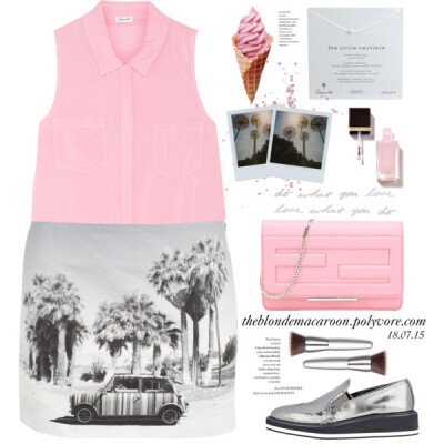 A fashion look from July 2015 featuring splendid tops, cotton skirt and platform shoes. Browse and shop related looks.