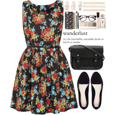 A fashion look from July 2015 featuring floral summer dresses, loafer shoes and genuine leather handbags. Browse and shop related looks.