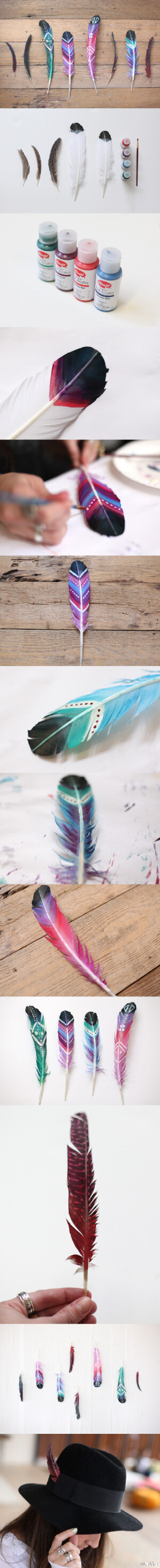 #Feathers# 顶端是羽毛的…逗猫棒_(:з」∠)_，图二讲了怎么画羽毛，图三说木有羽毛可以用水彩画代替2333（其实是羽毛笔）。猫咪一定喜欢，狗娃喜欢不？