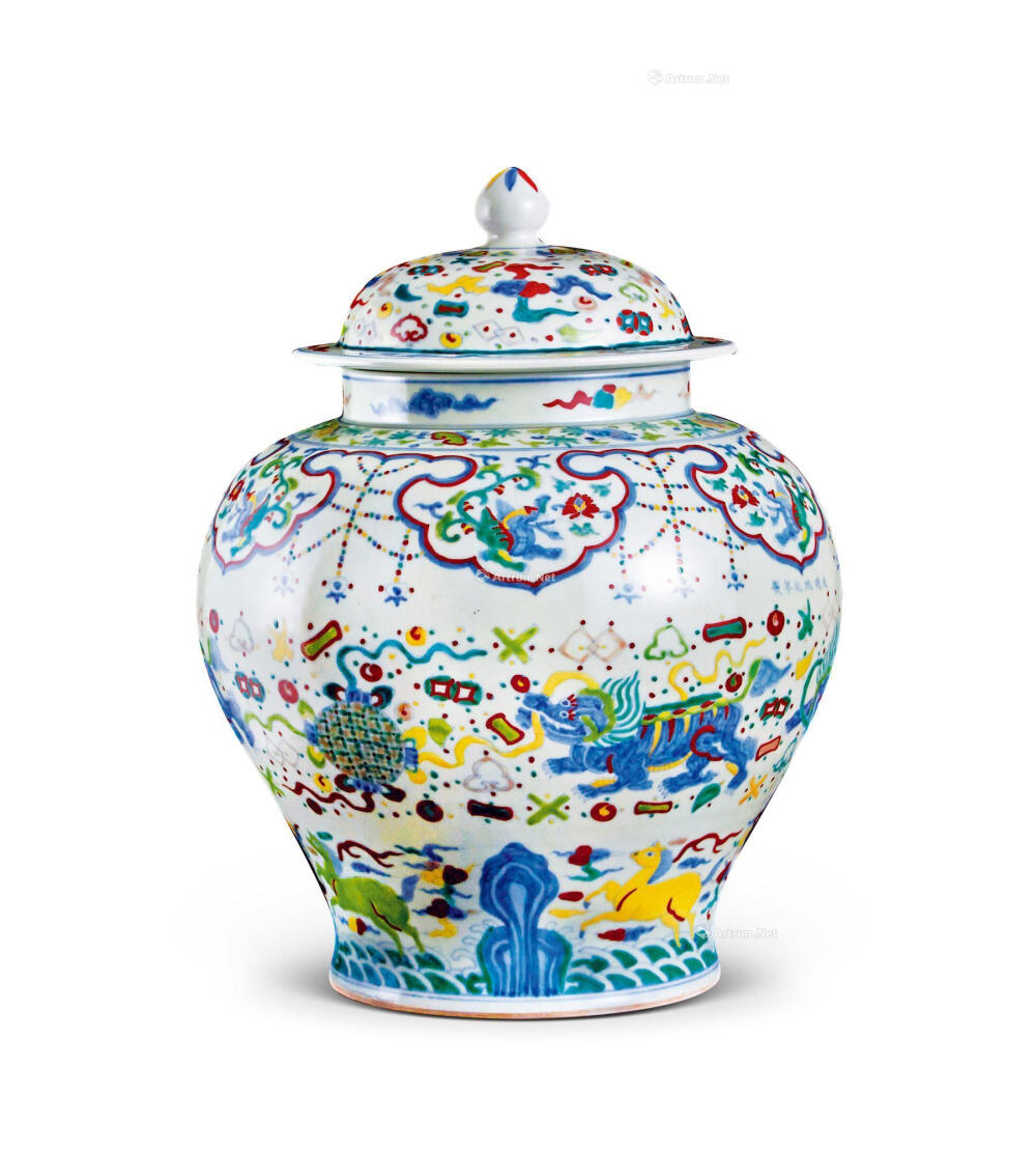 明斗彩将军罐高43cm口径18cm