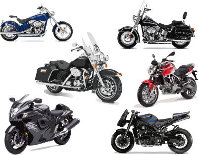 6款豪华摩托车设计矢量素材，素材格式：EPS，素材关键词：摩托车,哈雷