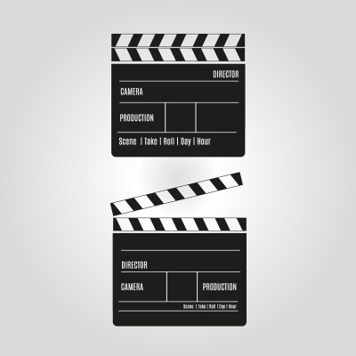场记板设计矢量素材，素材格式：AI，素材关键词：电影,场记板