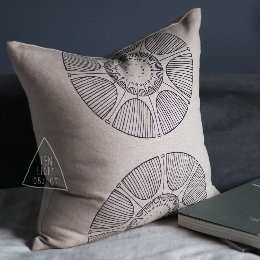 [拾光造物]中式亚麻抱枕床头沙发靠包汽车办公室腰枕100%linen-圆