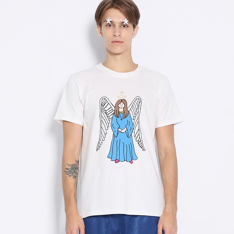 tyakasha2015塔卡沙宗教系列白色纯棉磨毛天使印花基本款t恤男款