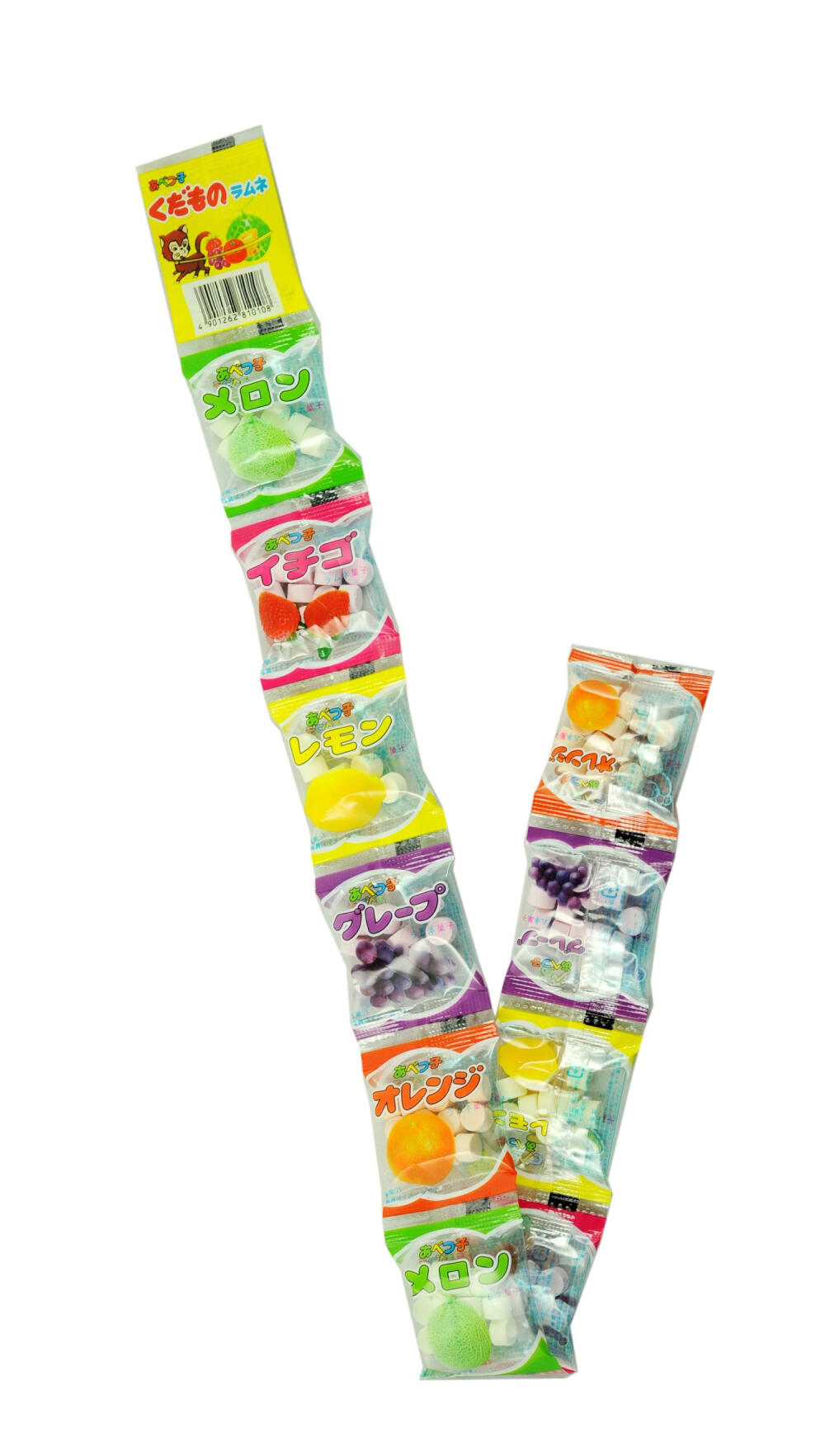 日本原装进口零食品安部五味水果味汽水糖10连包40g