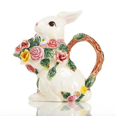 乔迁之选礼物新婚结婚礼物出口陶瓷田园立体茶壶兔可爱咖啡壶水壶