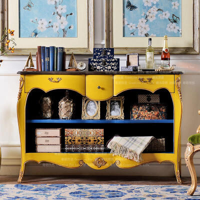奇居良品 法式新古典欧洲进口白榉木家具 黄色雕花餐边柜 预定Q
