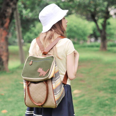 个性包包2015女夏两用双肩包韩版帆布潮书包原宿森系学生背包