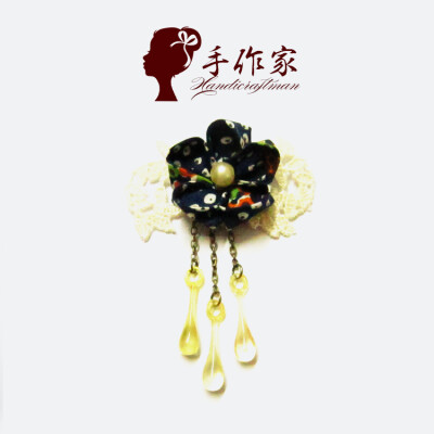 手作家原创手工发饰韩版森女日系简约日和风花朵蕾丝清新吊坠发夹 DIY手工 韩国发饰 韩国饰品 韩国头饰 发箍 发夹 边夹 发带 发圈 蝴蝶结发夹 头绳 流行饰品 流行发饰