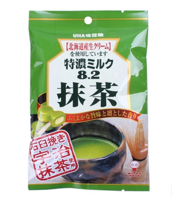 现货 日本进口零食 糖果 UHA悠哈8.2牛奶抹茶糖 绿茶夹心糖 81g