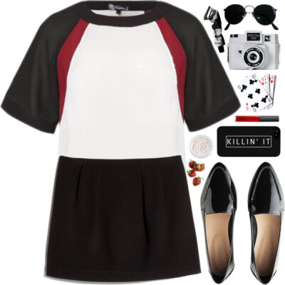 A fashion look from July 2015 featuring black pleated skirt, loafer shoes and galaxy smartphone. Browse and shop related looks.