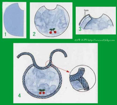 作为一个爱好手工的妈妈，亲手给自己的宝贝准备一些日用品一定是很幸福的事情吧。今天的这款手工布艺作品也是新生宝宝很需要的一款小东西。一个小围嘴，围兜。无论是喝奶还是喝水都会需要噢，平时也可以佩戴着的。小…