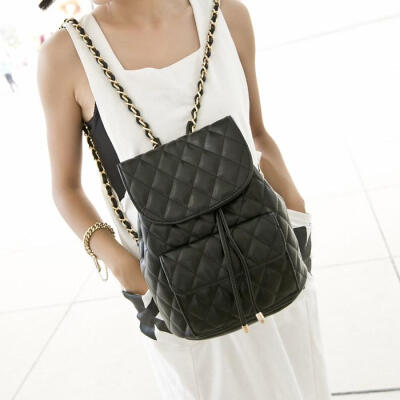 2015女包欧美小香风双肩包韩版菱格双肩包链条背包旅行包潮