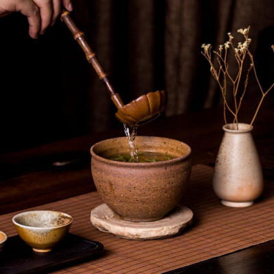 景德镇全手工制老岩泥碗泡组合 纯中式陶瓷茶具 泡茶碗 复古茶道