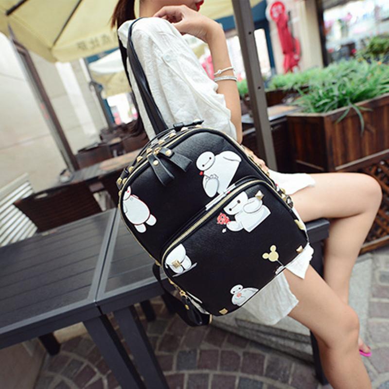 大白铆钉双肩包女2015夏款潮电视剧同款包印花背包学院风休闲书包