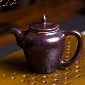 全手工制 陶壶 紫金釉窑变过滤醉翁壶 老岩泥泡茶壶  茶道配件