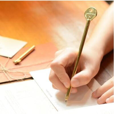 朴坊Zewoo复古欧式创意仿真钥匙造型黄铜圆珠笔创意教师节礼物品