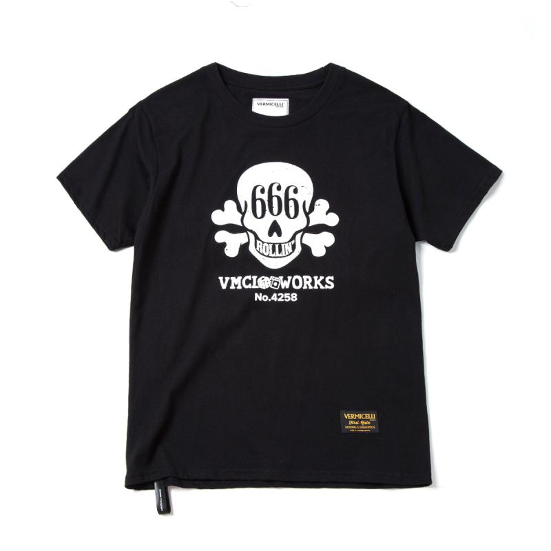 VERMICELLI 2015SS 666 SKULL TEE666骷髅T 潮男短信T恤