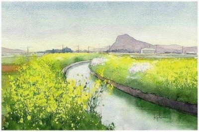 唯美的田园风光油画作品