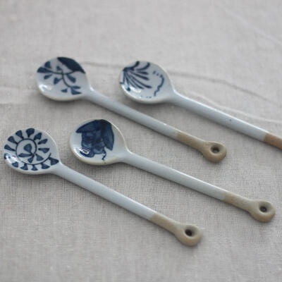  日式和风 纯手工 陶瓷小勺 米饭勺 儿童勺