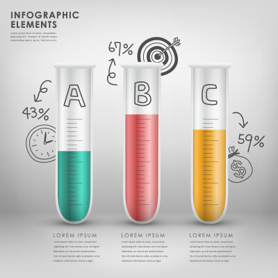 彩色试管信息图矢量素材，素材格式：EPS，素材关键词：信息图,试管