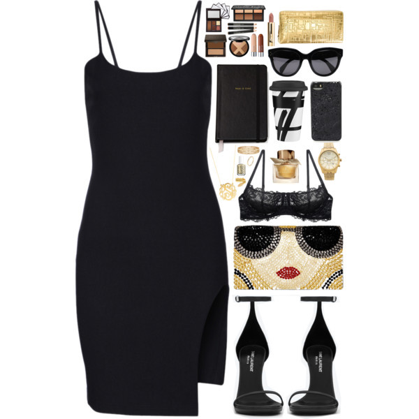 A fashion look from August 2015 featuring short bodycon dresses, lace demi bra and black platform sandals. Browse and shop related looks.