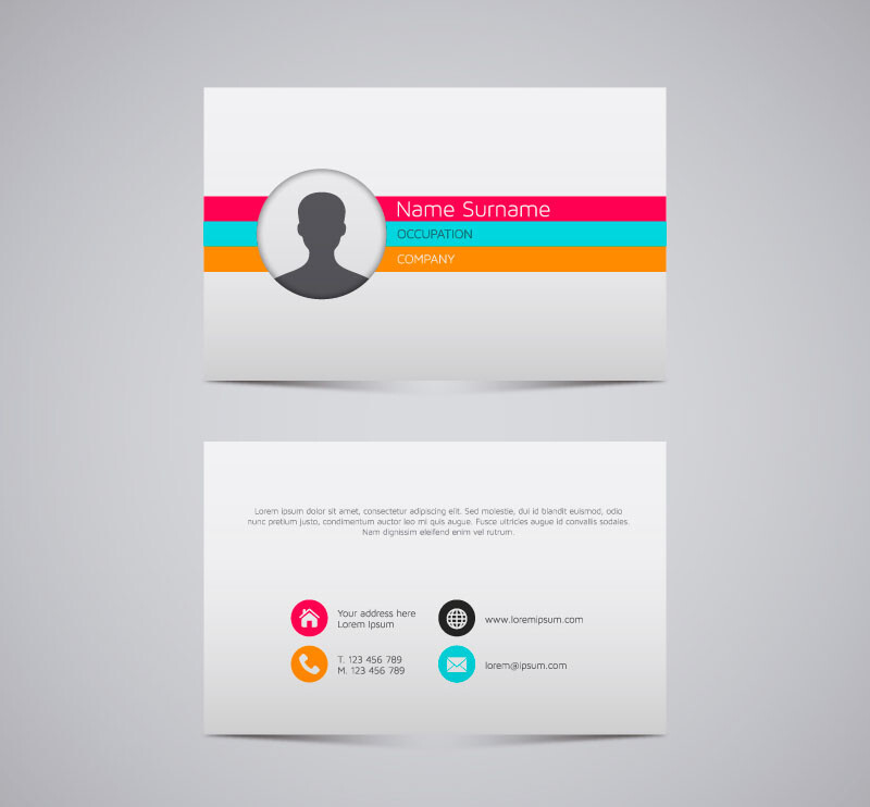 简洁彩条商务名片矢量素材，素材格式：AI，素材关键词：商务,名片