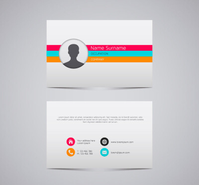 简洁彩条商务名片矢量素材，素材格式：AI，素材关键词：商务,名片