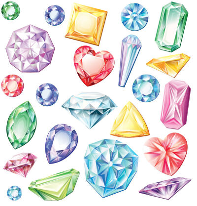彩色钻石设计矢量素材，素材格式：EPS，素材关键词：钻石,生活百科,宝石